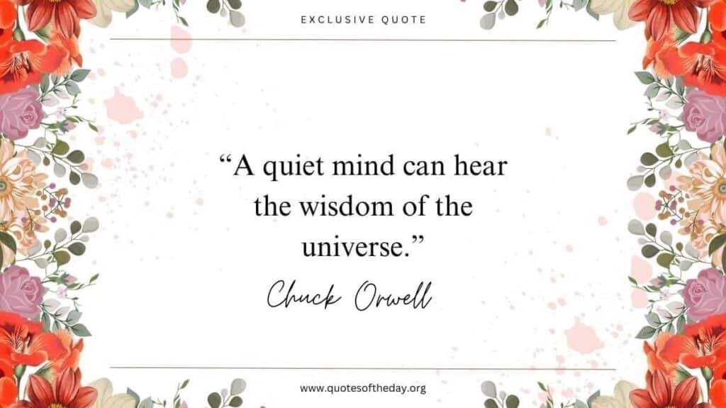 An exclusive quote from Chuck Orwell