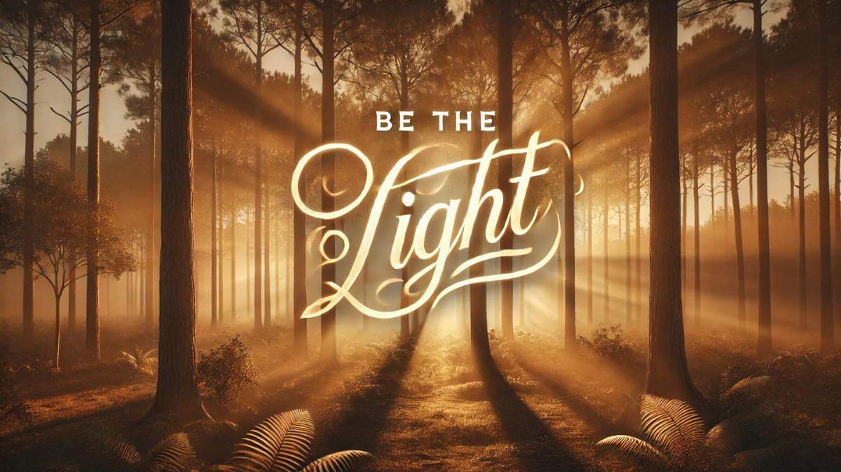 Be the Light Quotes: Inspirational text to uplift and inspire positivity with glowing light in the background.