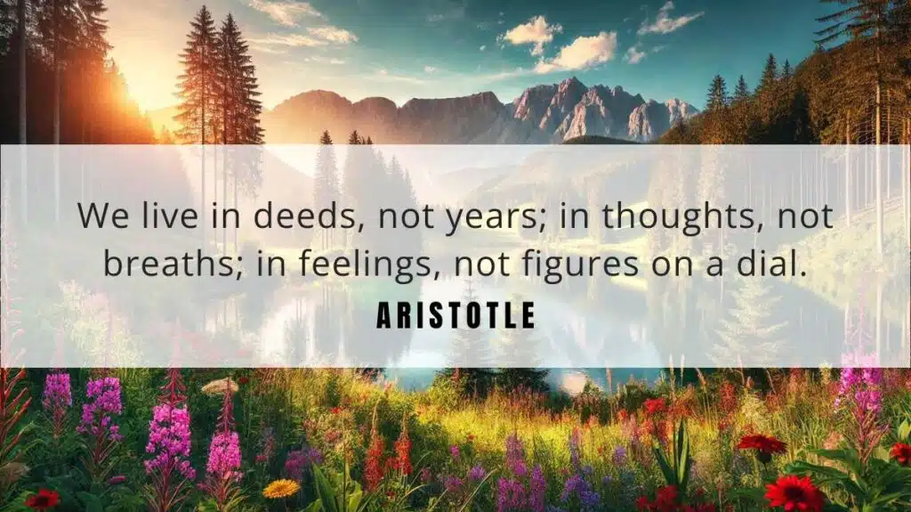 A motivational quotation and illustration from Aristotle dated September 3, 2024