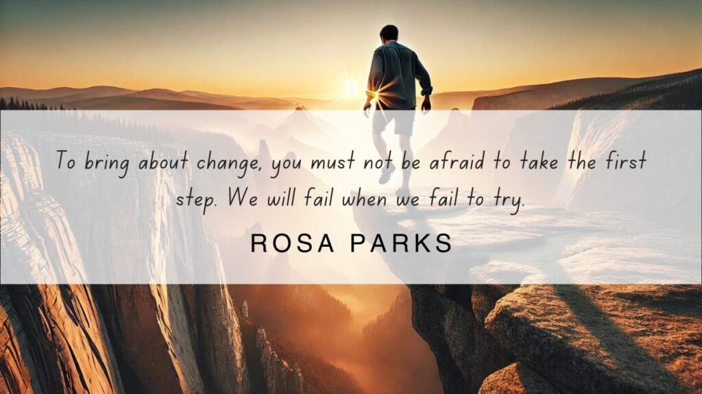 A motivational quotation and illustration from Rosa Parks dated September 13, 2024