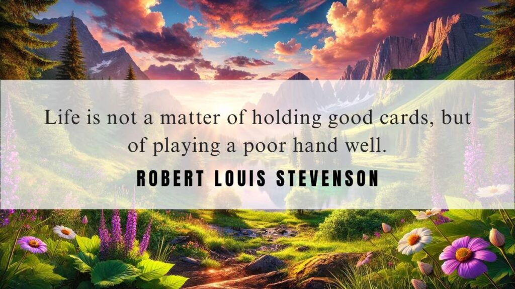 A motivational quotation and illustration from Robert Louis Stevenson dated September 8, 2024