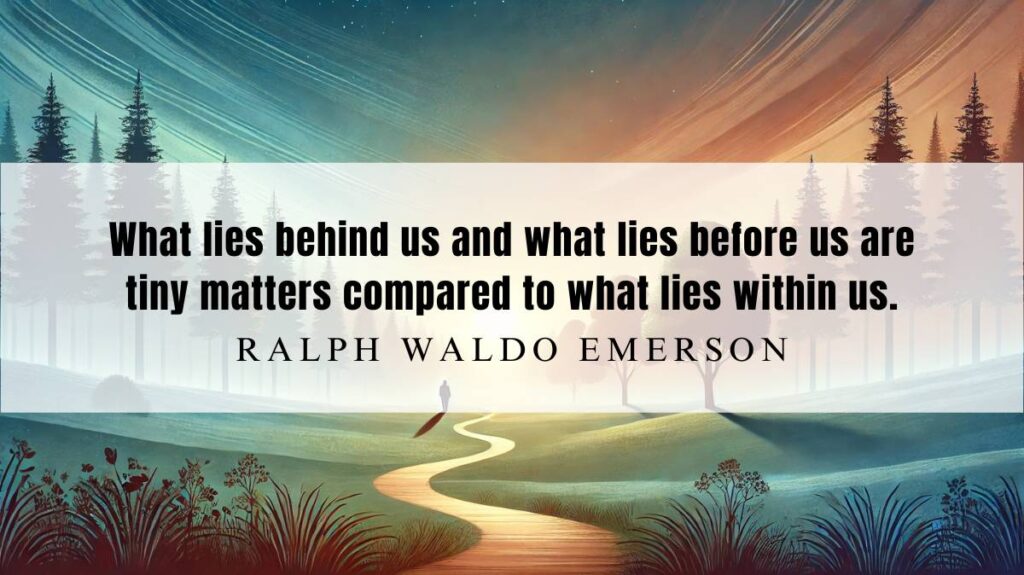 A motivational quotation and illustration from Ralph Waldo Emerson dated October 12, 2024