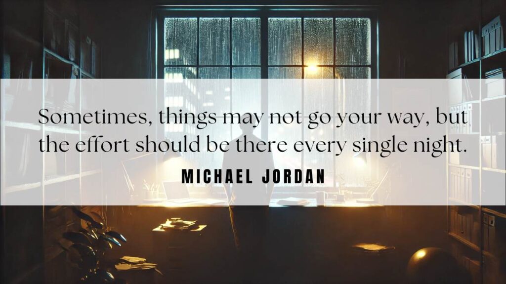 A motivational quotation and illustration from Michael Jordan dated October 17, 2024