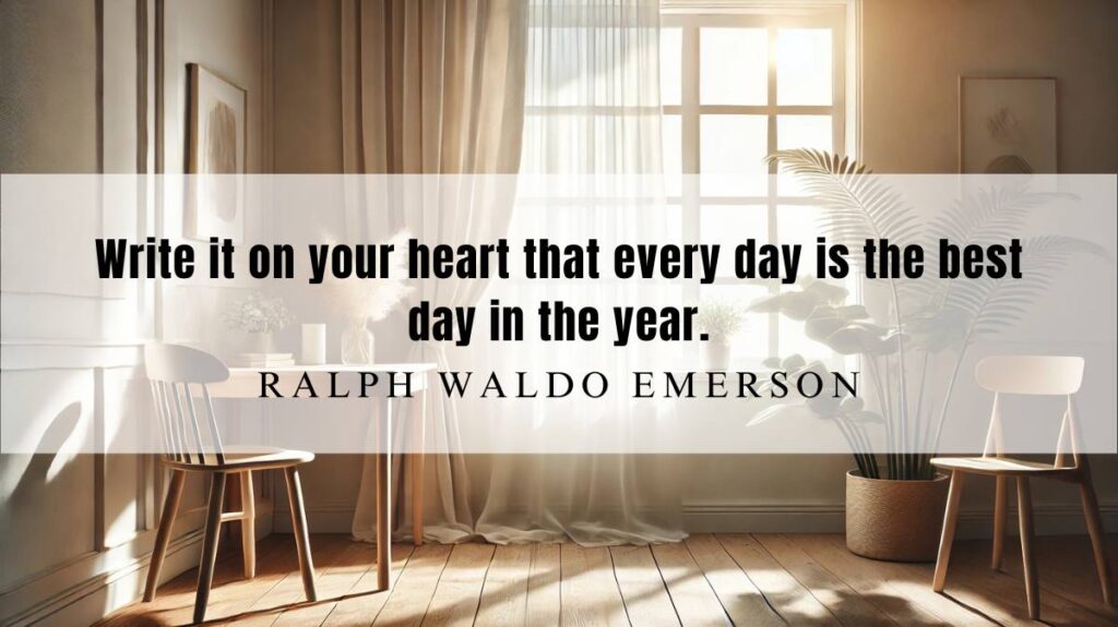 A motivational quotation and illustration from Ralph Waldo Emerson dated October 23, 2024