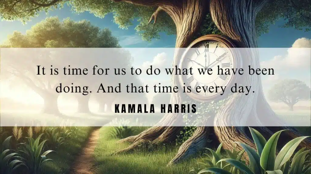 A motivational quotation and illustration from Kamala Harris dated October 31, 2024