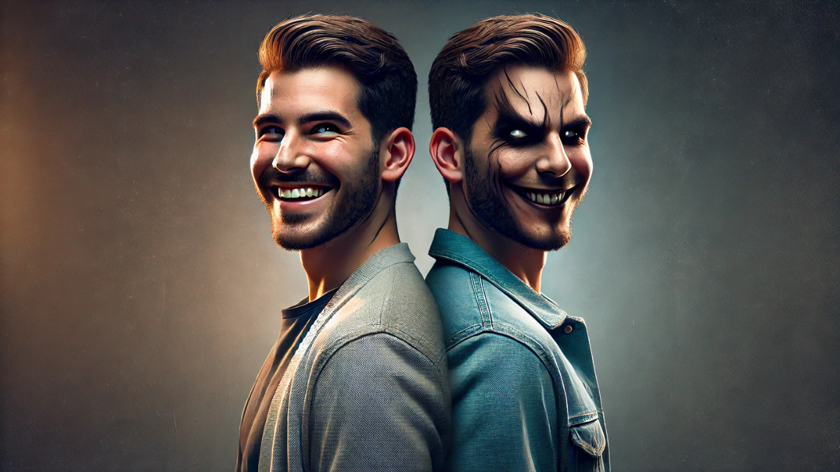 Illustration depicting two faced fake friends quotes showing contrasting sides to represent false friendship and betrayal.