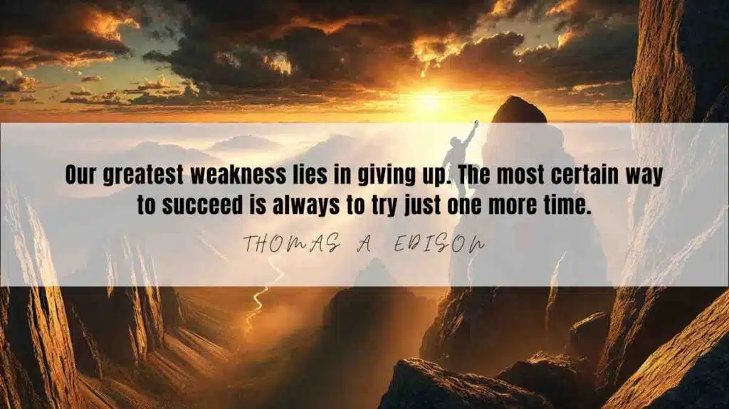 A motivational quotation and illustration from Thomas Edison dated December 03, 2024