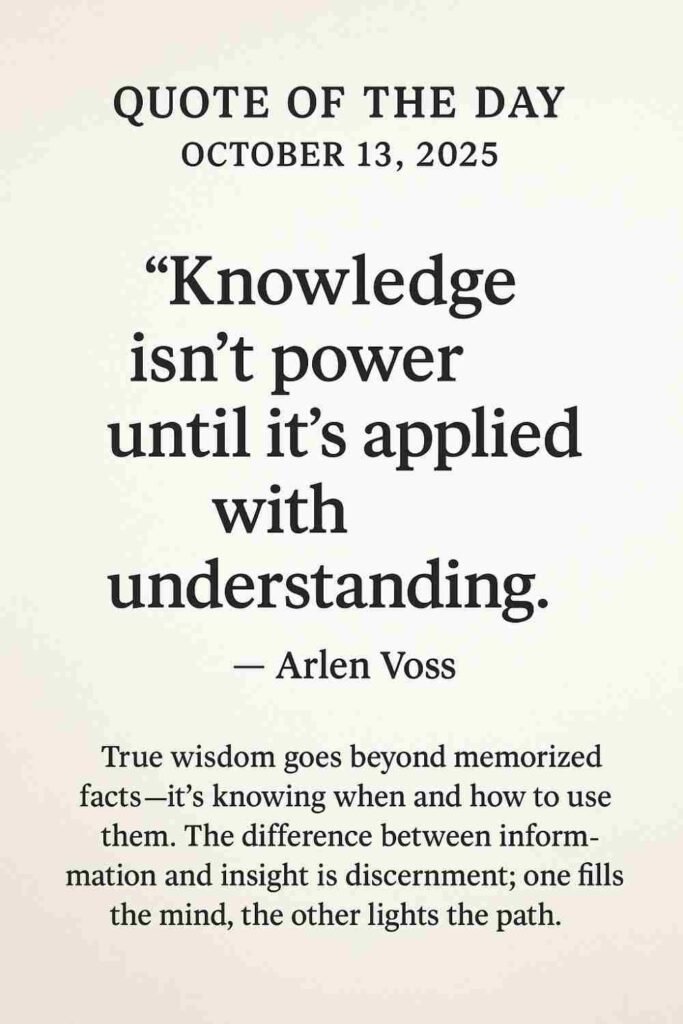 Reflection on Today's Quote from Arlen Voss - October 13th 2025