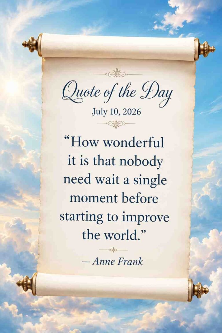 Today's Quote of the Day from Anne Frank - July 10th 2026