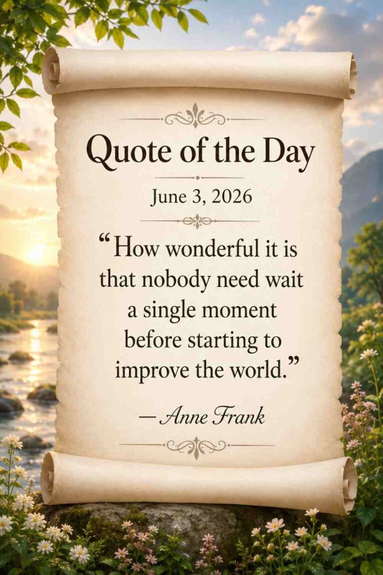 Today's Quote of the Day from Anne Frank - June 3rd 2026