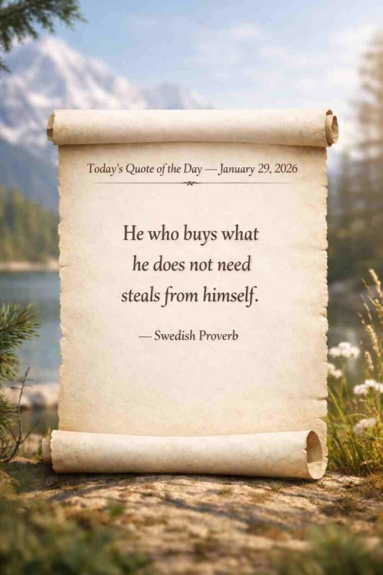 Today's Quote of the Day from Swedish Proverb - January 30th 2026