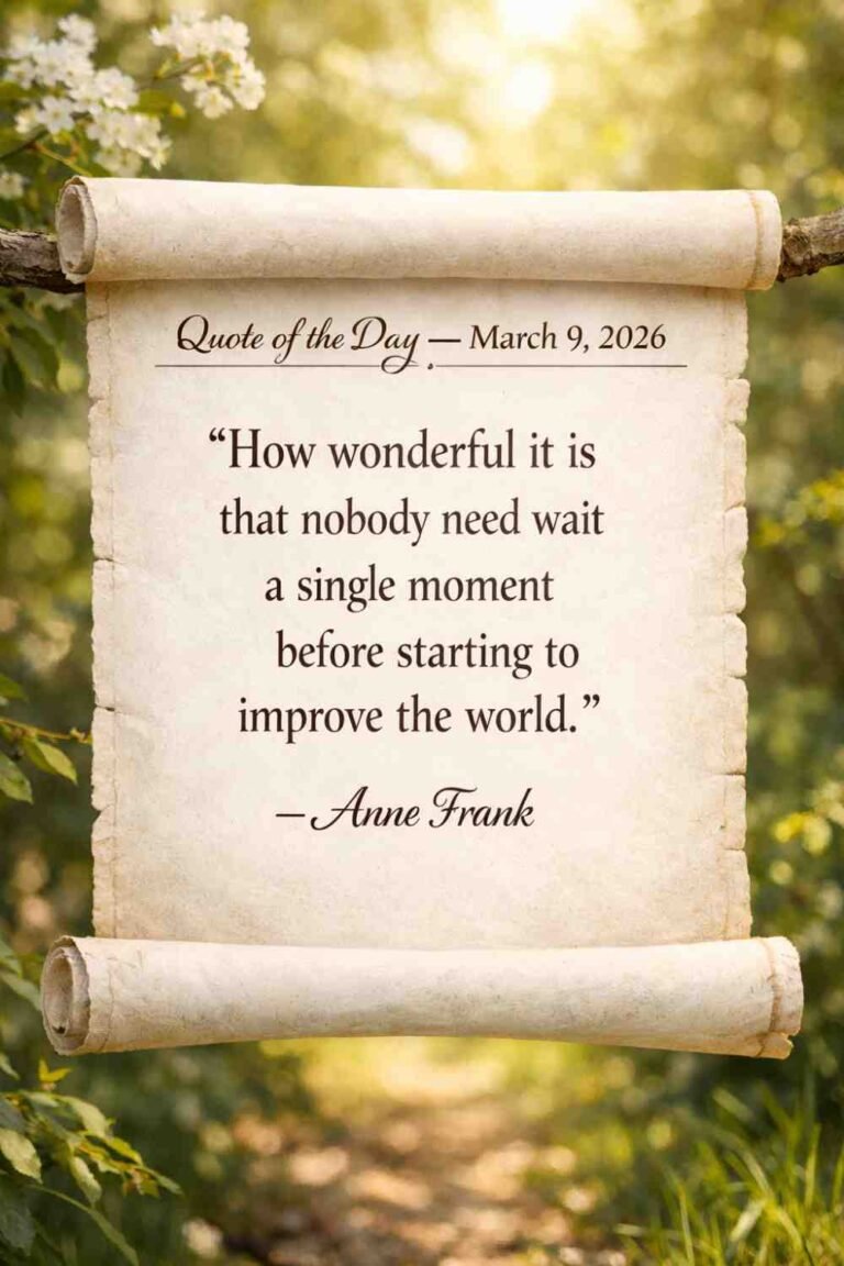 Today's Quote of the Day from Anne Frank - March 9th 2026